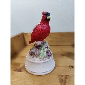 Vtg Sanyo Royal Crown RED CARDINAL Windup Porcelain Music Box Plays Close To You